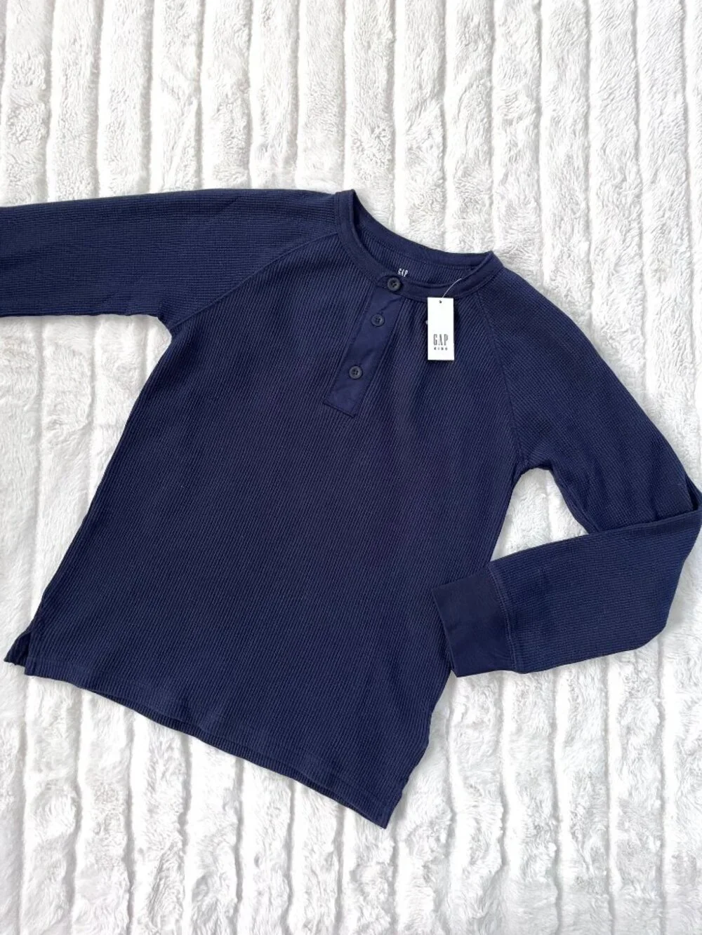 NWT Boys GAP Waffle Henley Shirt (Navy) L / 10